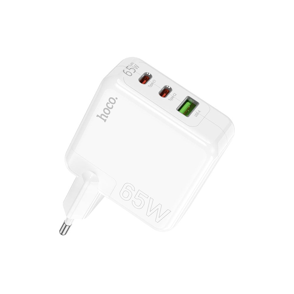 Hoco Oplader 65W med 2x USB-C og 1x USB-A port for hurtig opladning