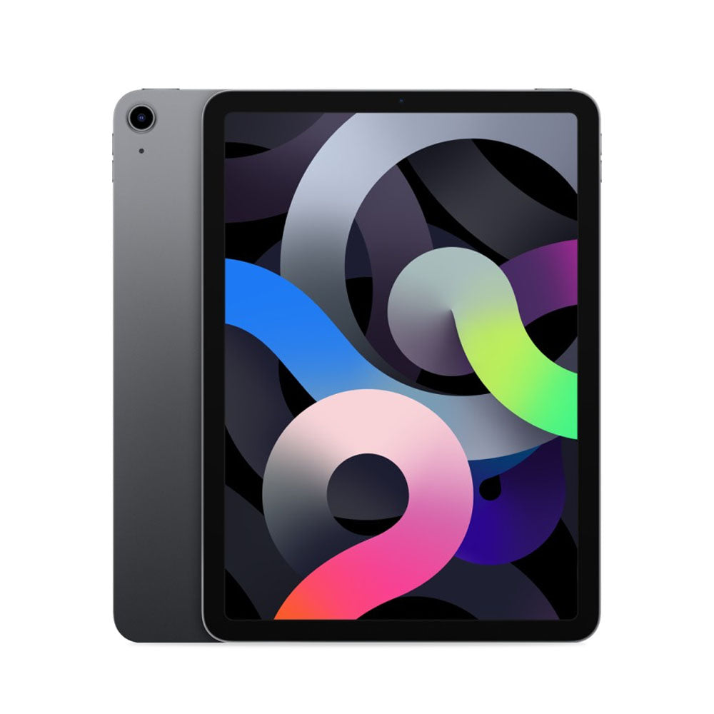 Refurbished Apple iPad Air 4 I 10'9" i Space Gray, set forfra og bagfra.